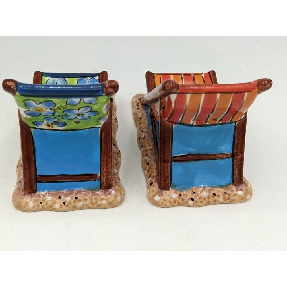 Beach Chairs Shakers Clay Art Salt and Pepper Shakers Ceramic China - Picture 3 of 9